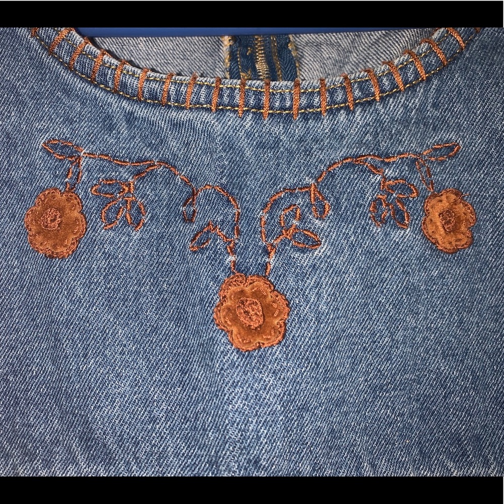 Vintage denim dress with suede detailing